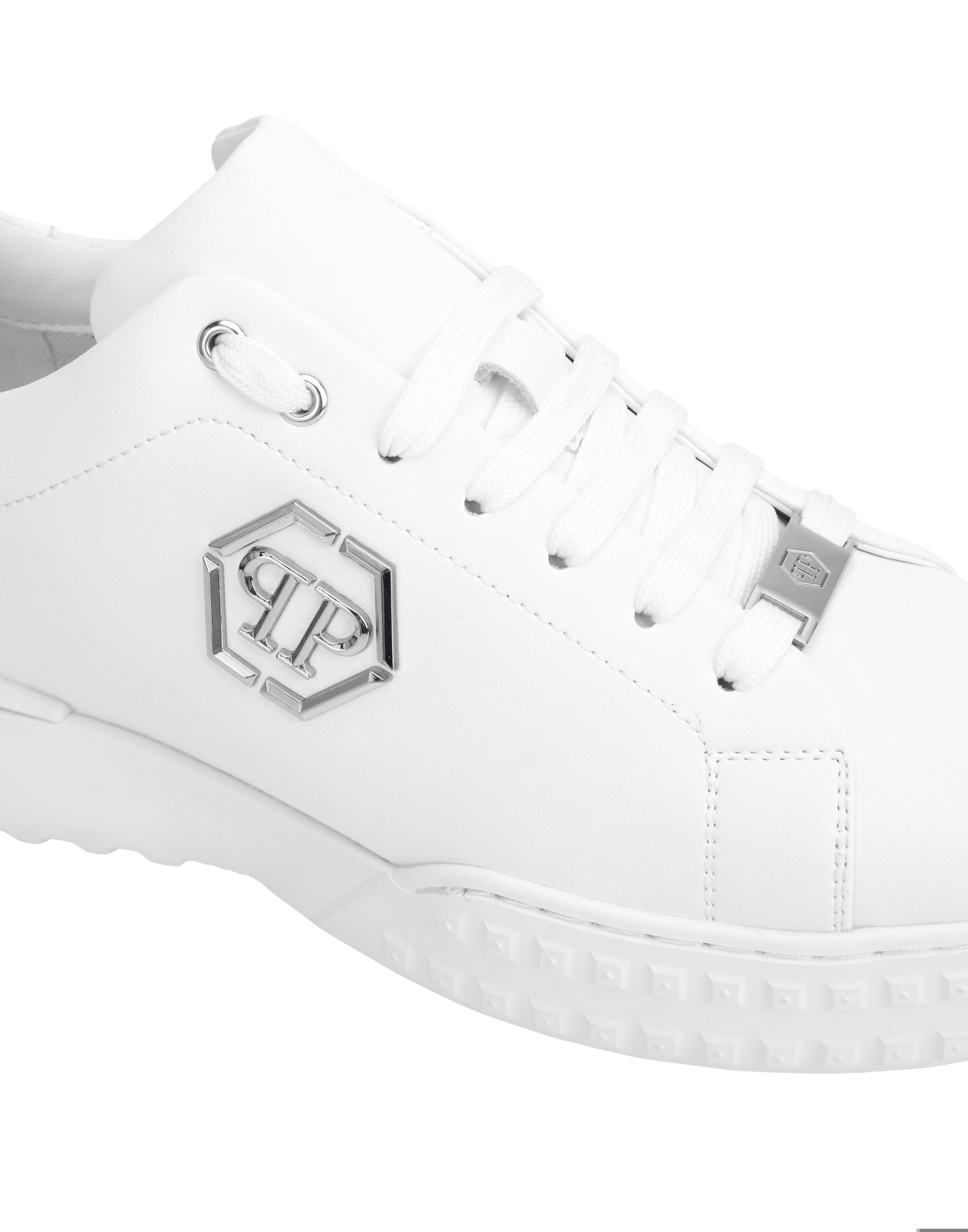 Nappa Leather Low-Top Sneakers Hexagon Unisex, Alternate, color, white
