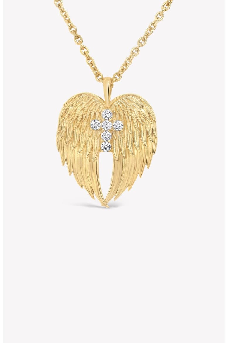 Divine Wings Cross Necklace, Alternate, color, 18k Gold Plated
