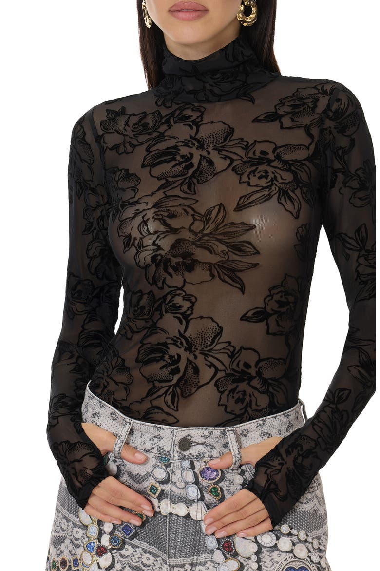 Zadie Mock Neck Top, Alternate, color, LINEWORK ROSE
