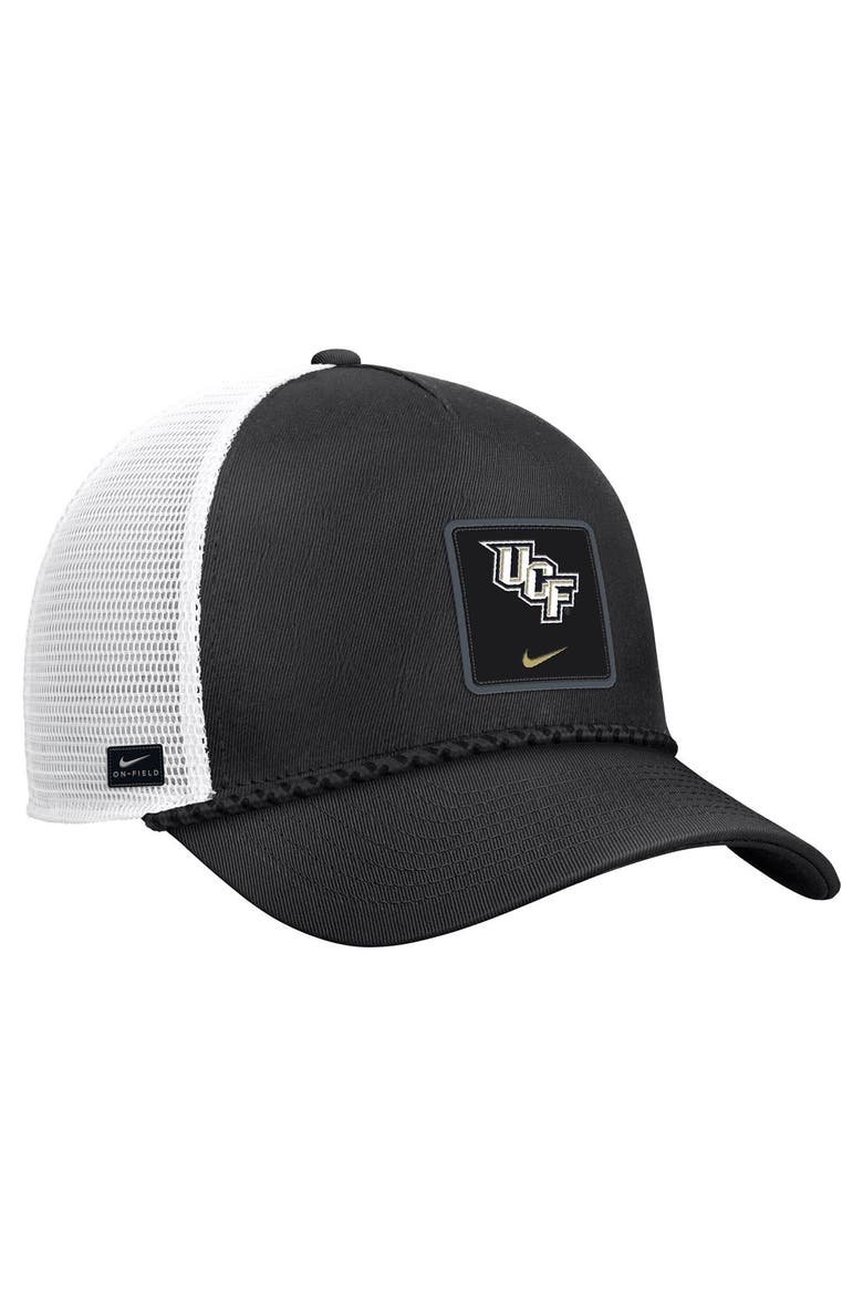 Men's Nike Black UCF Knights 2026 On-Field Rope Adjustable Trucker Hat, Alternate, color, Black