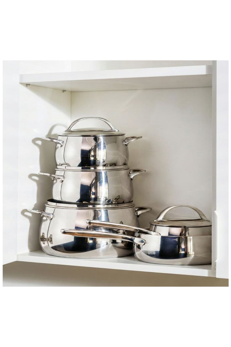 Belly Tri-Ply 10-Piece Stainless Steel Cookware Set, Alternate, color, STELLAR