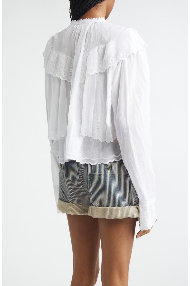 Kelmon Embroidered Eyelet Ruffle Shirt, Alternate, color, WHITE