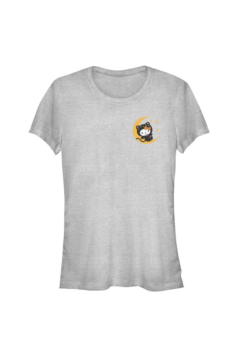 Junior's Hello Kitty Black Cat Costume Party  Graphic T-Shirt, Main, color, Athletic Heather