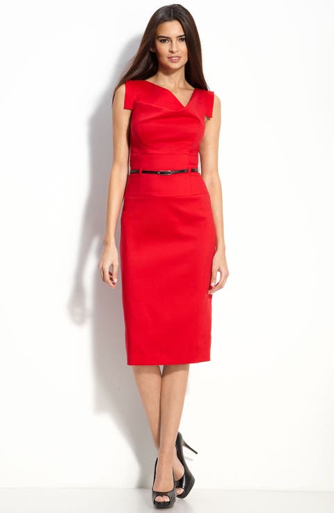 Jackie Belted Stretch Gabardine Sheath Dress