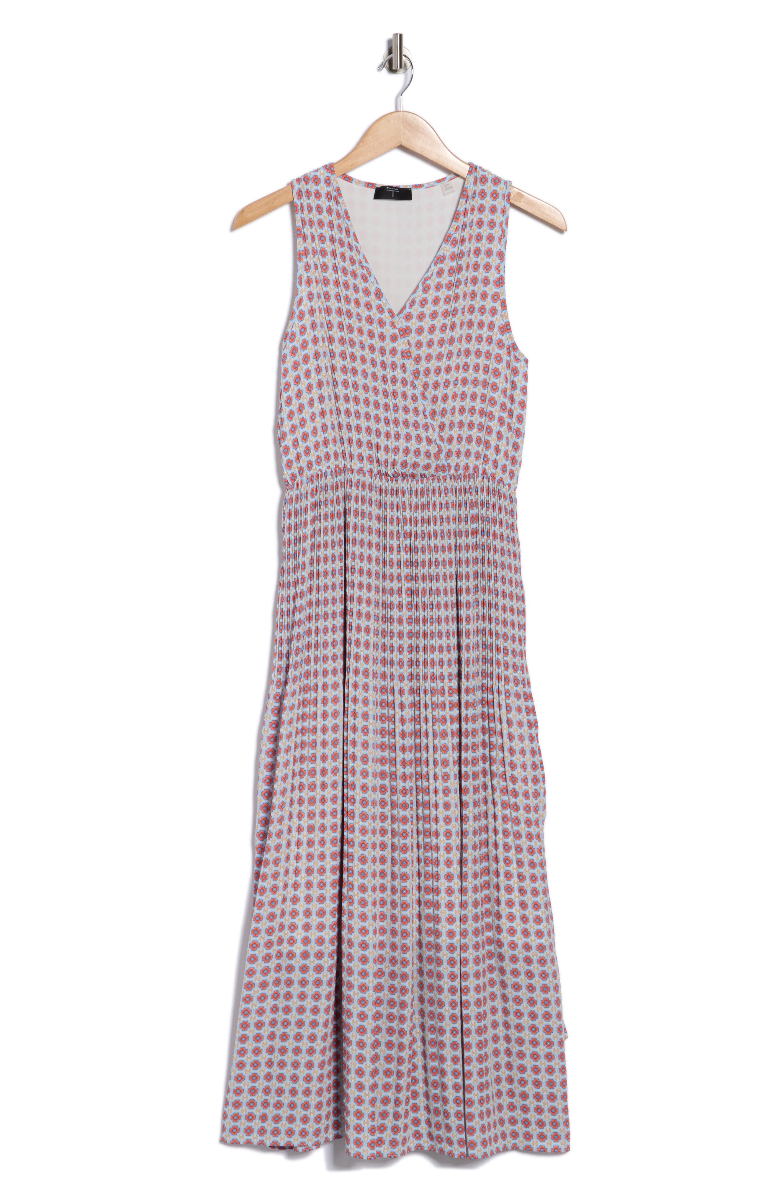T Tahari Sleeveless Pleated Maxi Dress