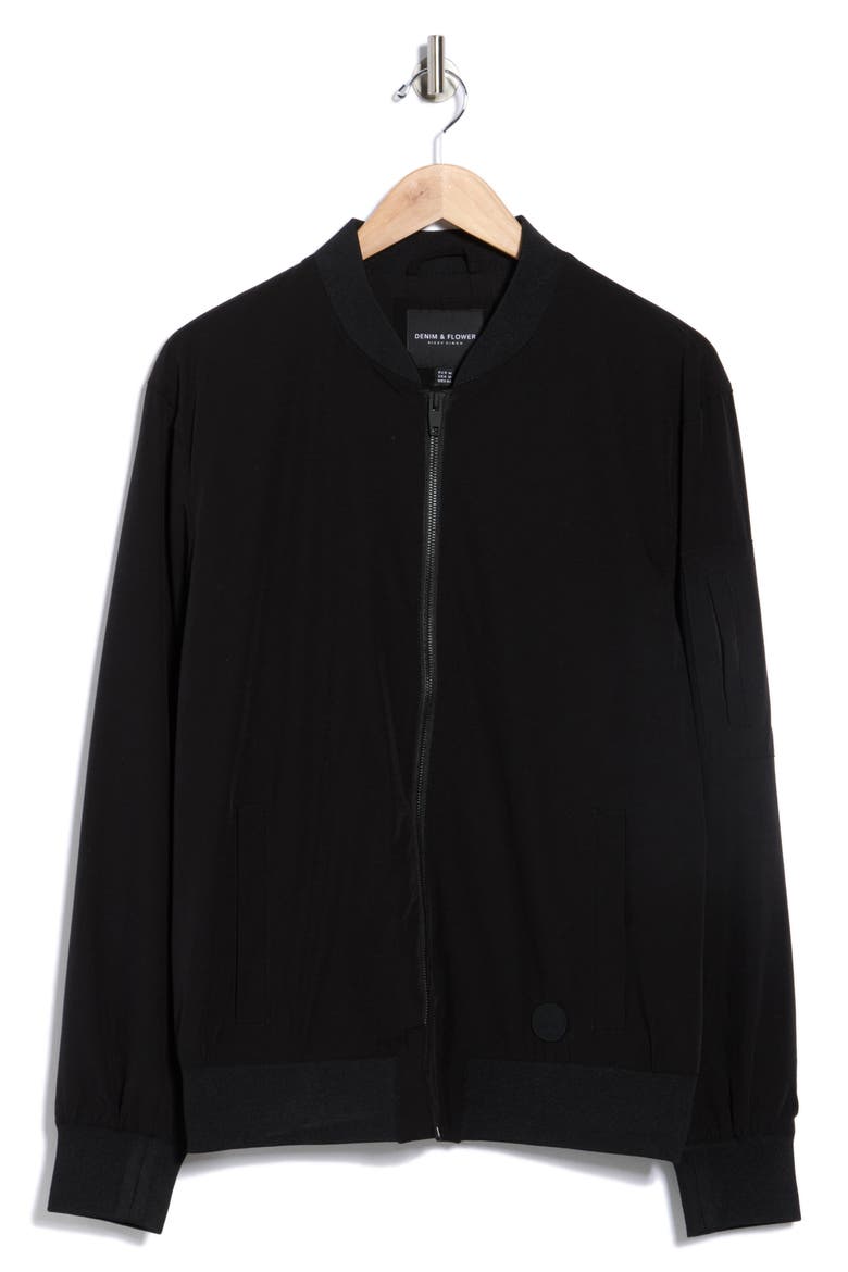 Sleeve Pocket Bomber Jacket, Alternate, color, BLACK