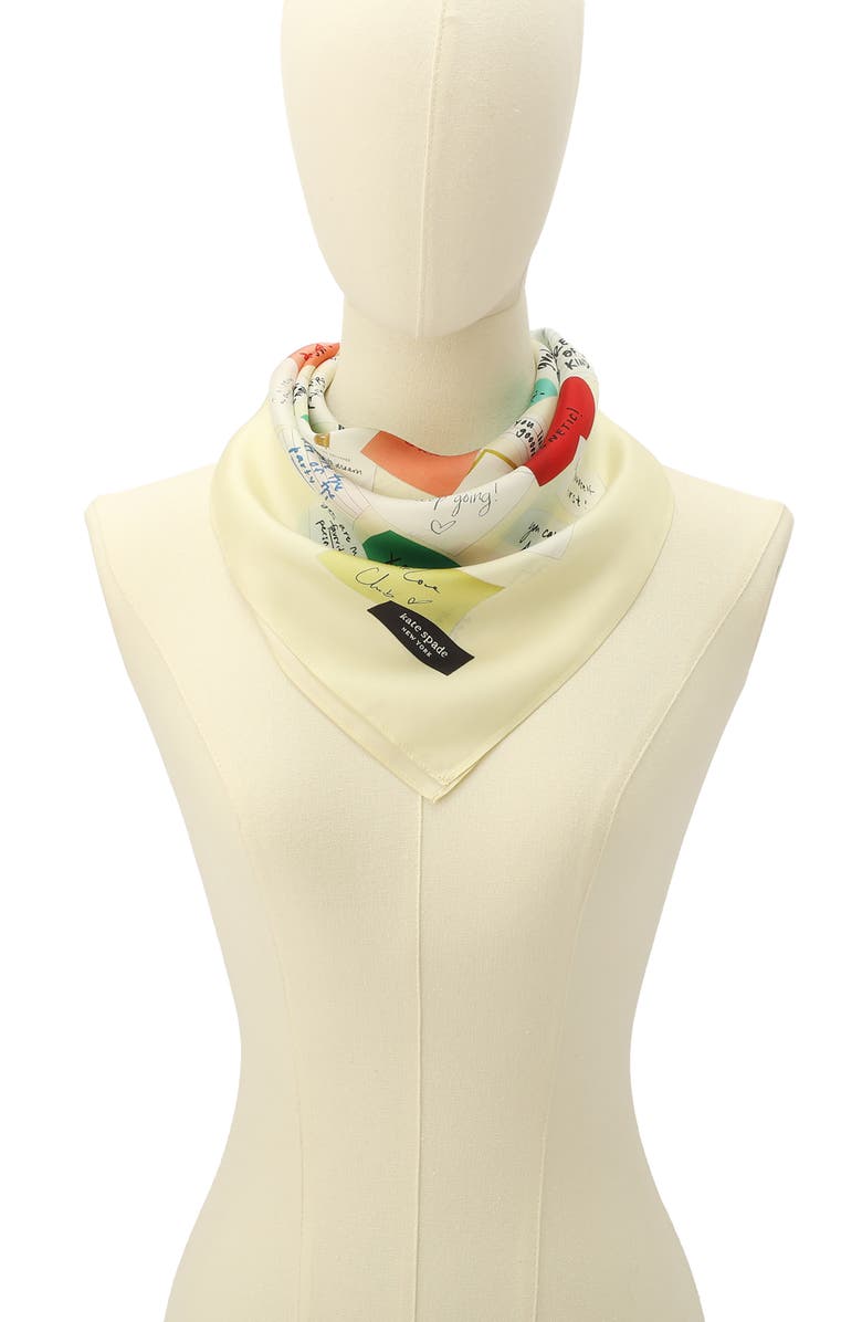Kate Spade New York Self Love Club Silk Bandana, Alternate, color, Ivory Multi