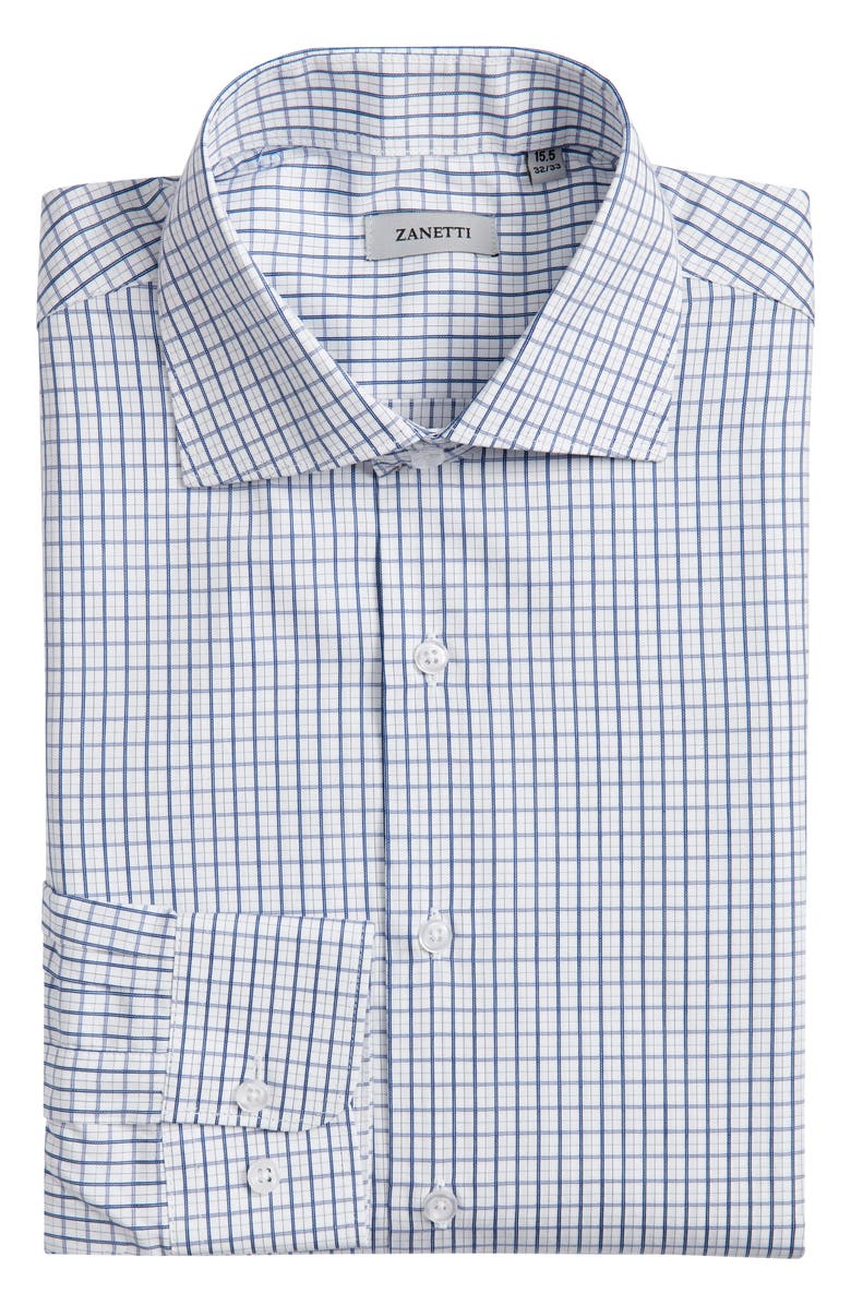 ZANETTI Plaid Dress Shirt, Alternate, color, Navy/ Char/ White