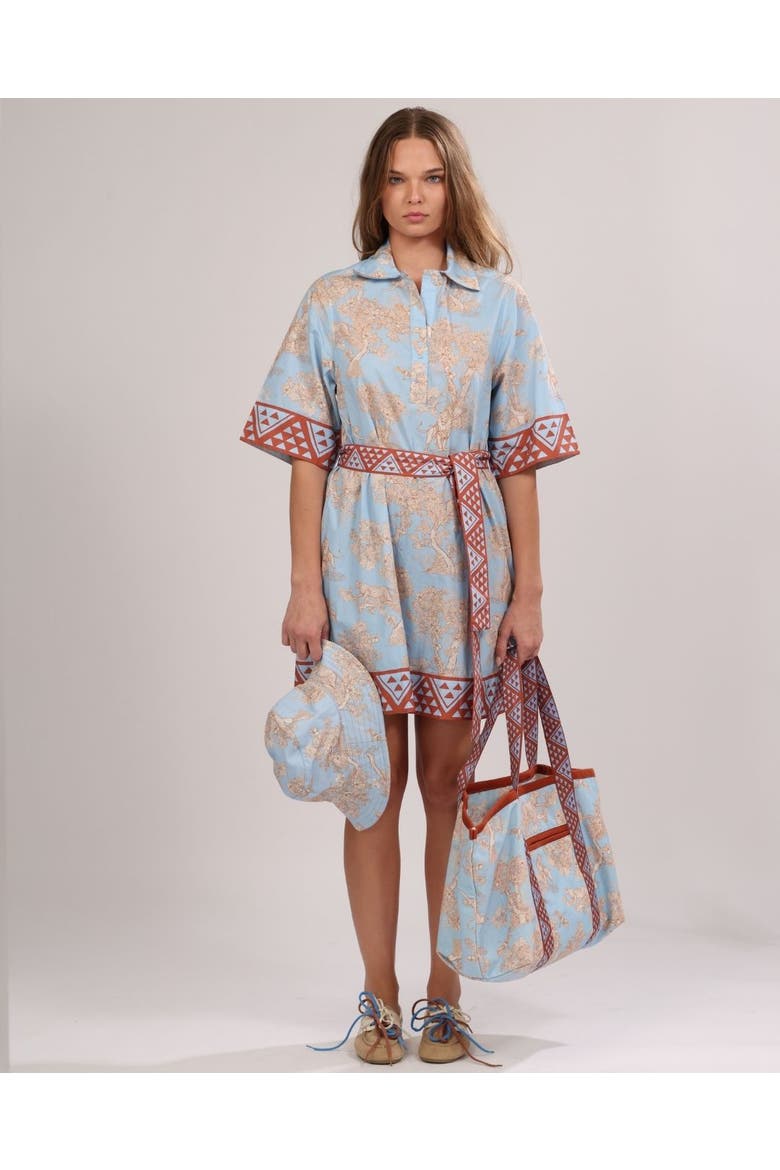 Poplin Short Dress Africa, Main, color, Light Blue