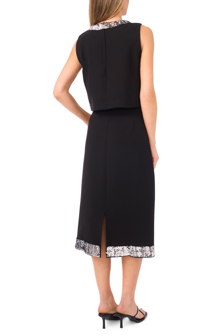 Sequin Paillette Collar Crepe Tank, Alternate, color, RICH BLACK