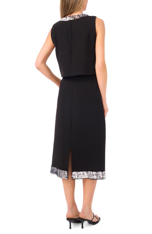 Cece Sequin Hem Midi Skirt In Black