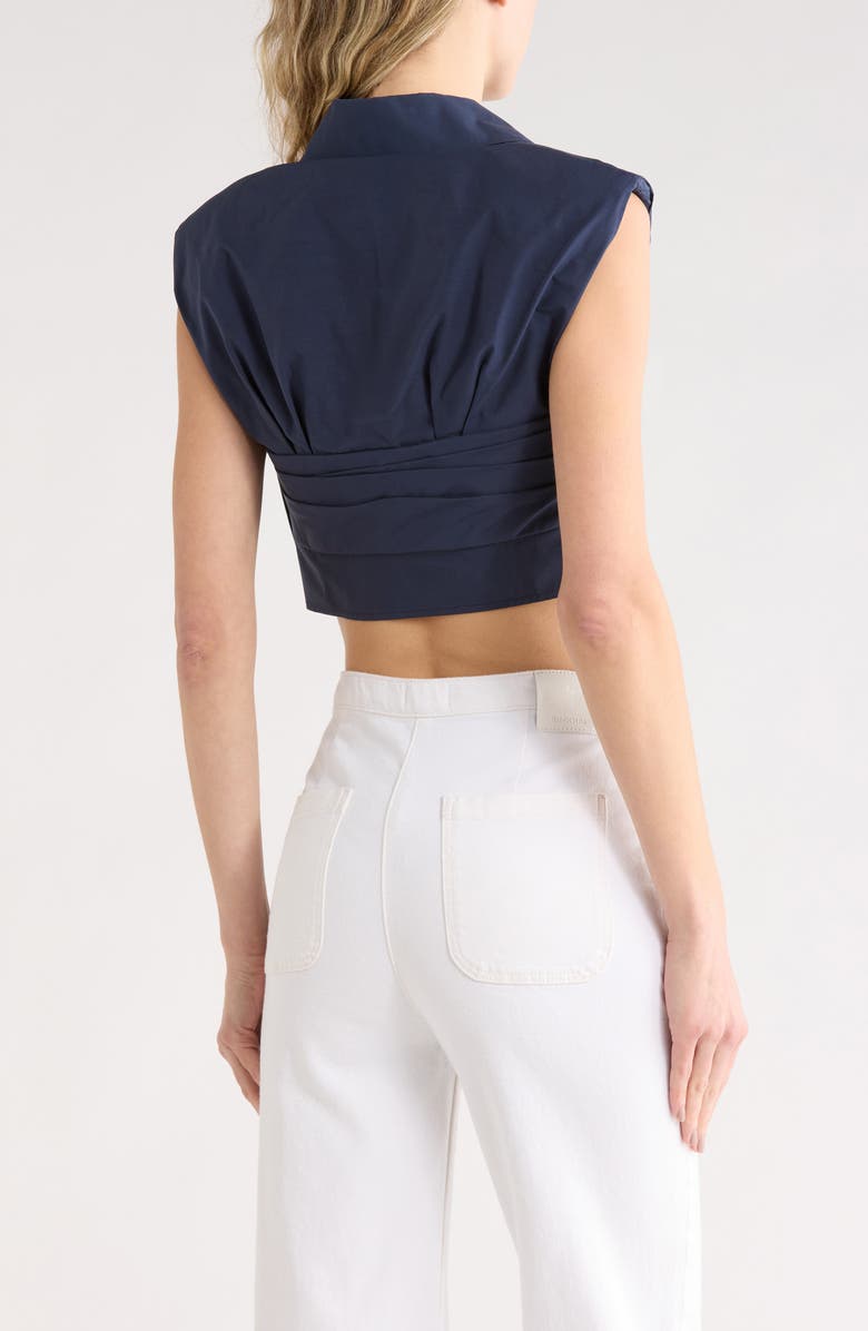 Simkhai Emie Cap Sleeve Boxy Crop Top, Alternate, color, Midnight