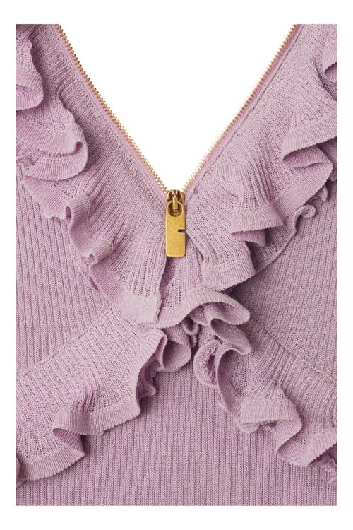 Burberry Ruffle V-neck Sleeveless Maxi Dress In Wisteria