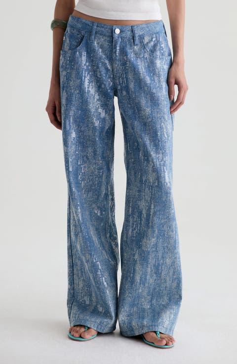 Adria Sequin Wide Leg Jeans