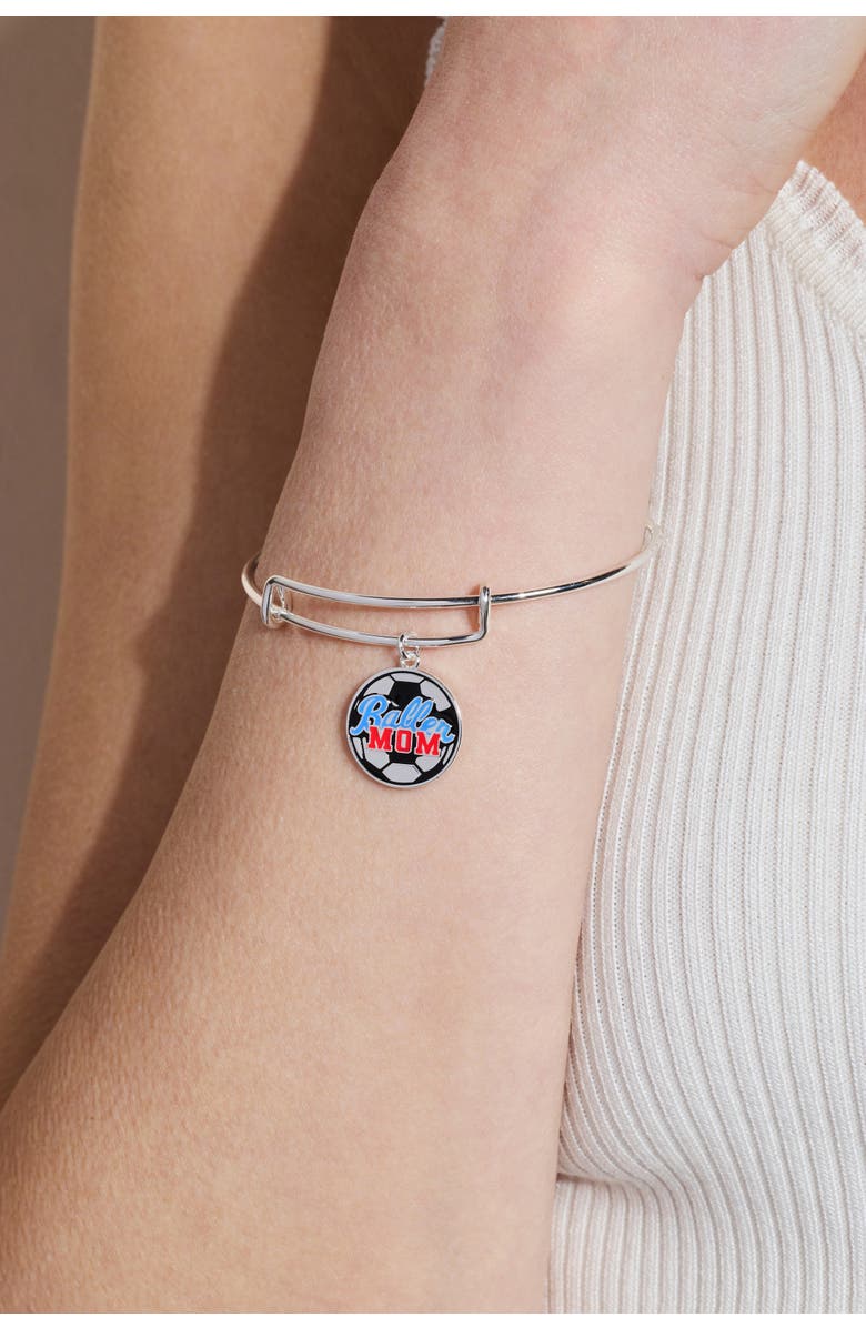Alex and Ani 'Baller Mom' Soccer Charm Bangle, Alternate, color, Silver
