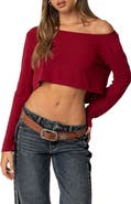 EDIKTED One-Shoulder Long Sleeve Crop Top