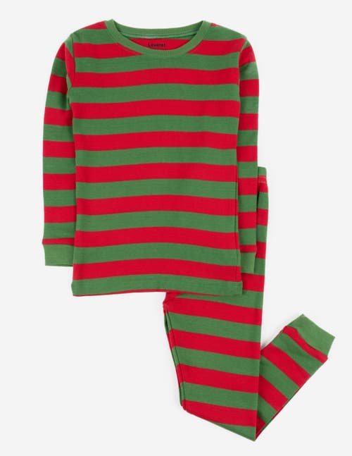 Leveret Kids Two-piece Striped Cotton Matching Family Holiday Pajamas In Multi