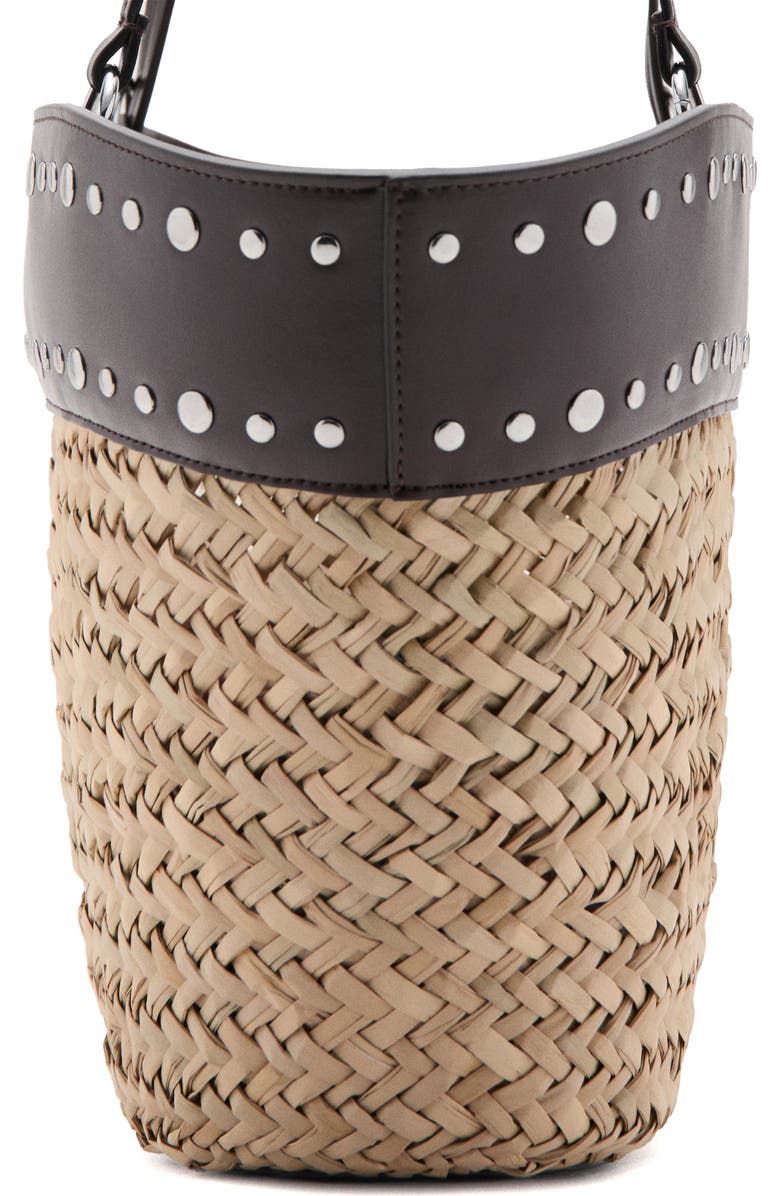 MANGO Studded Raffia Shopper Bag, Alternate, color,