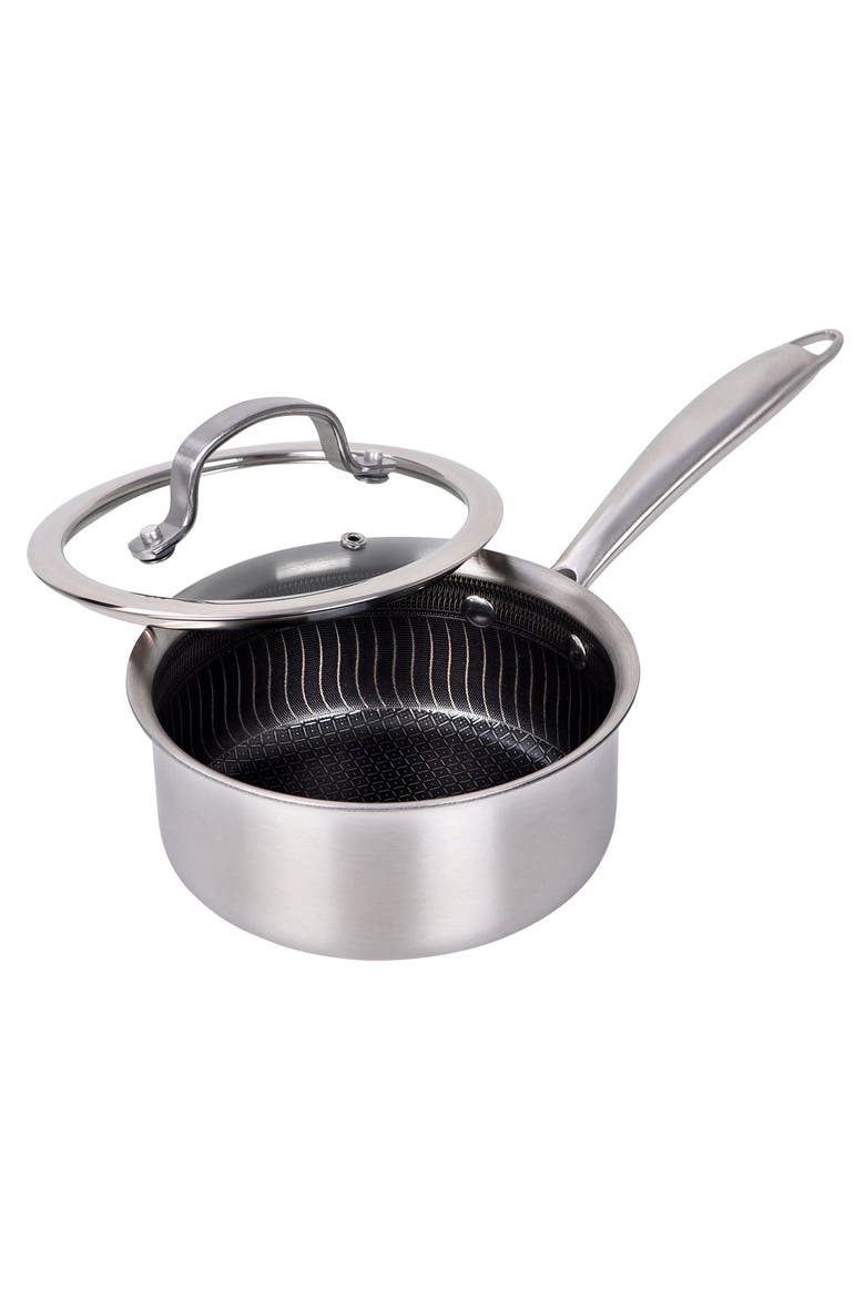 1.5 Quart NonStick Stainless Steel Saucepan w/Glass Lid, Main, color, Silver