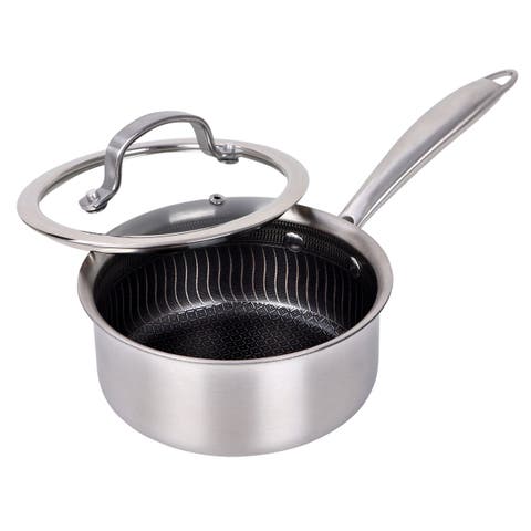 1.5 Quart NonStick Stainless Steel Saucepan w/Glass Lid