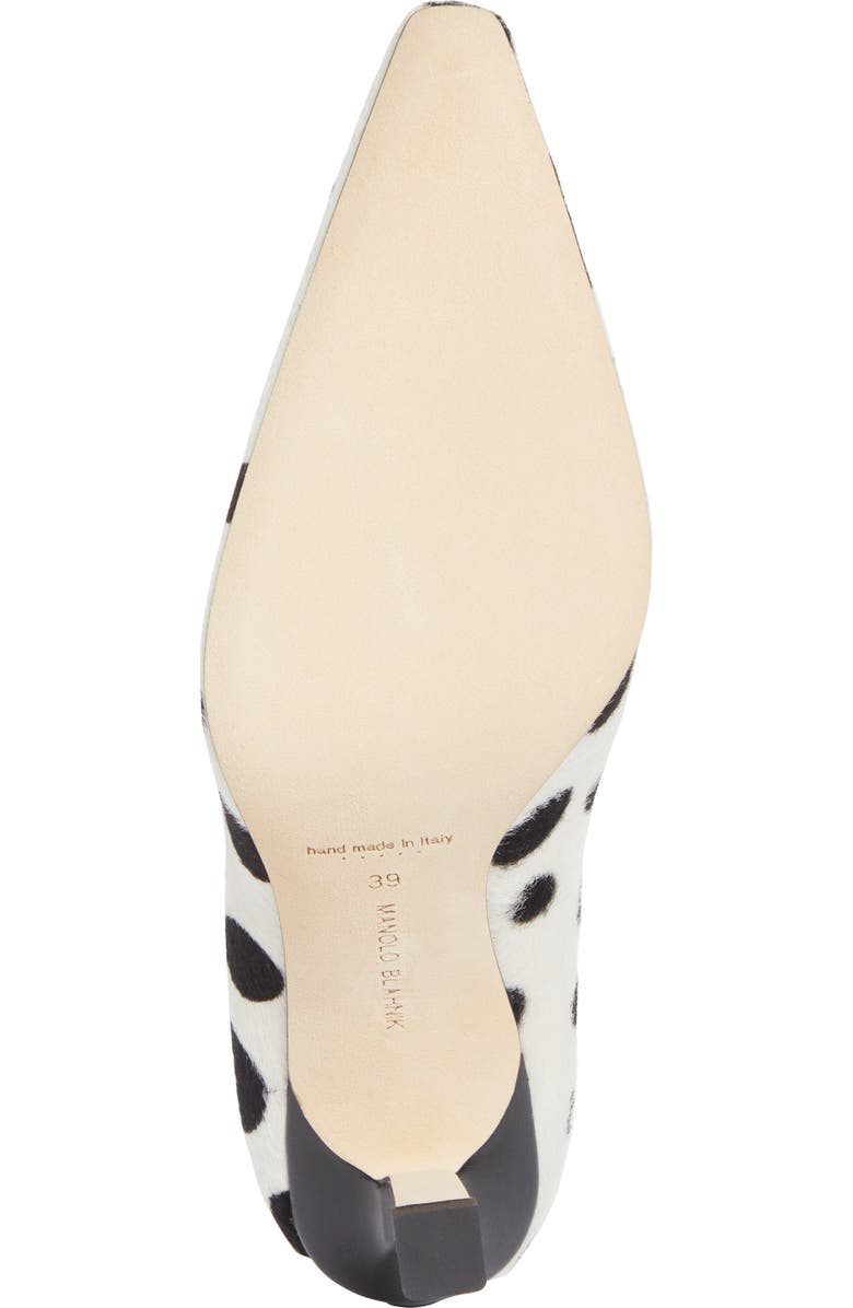 Manolo Blahnik Xerxa Pointed Toe Pump, Alternate, color, White/ Black Dot Calf Hair