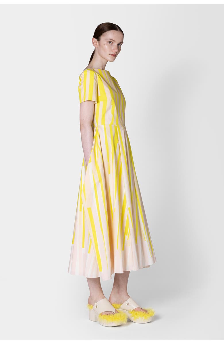 Roksanda Vaela Stripe Cotton Midi Dress, Alternate, color, Collage Print Yellow / Blush