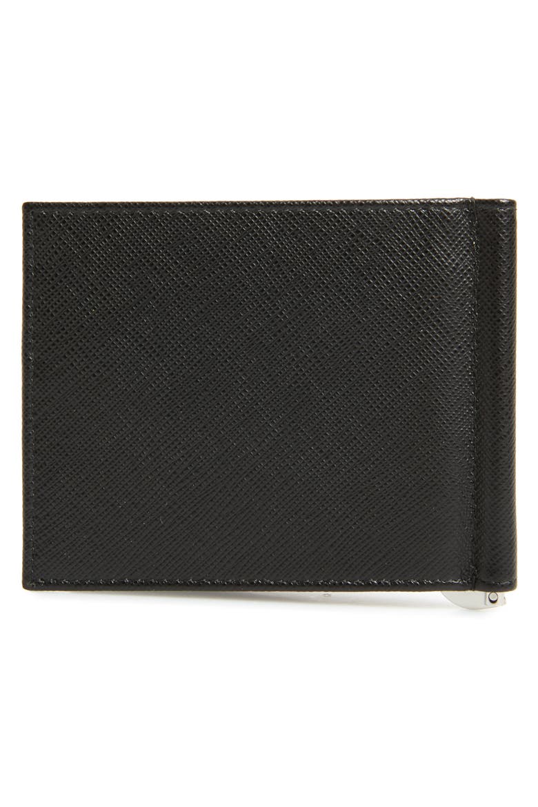 Saffiano Leather Money Clip Wallet, Alternate, color, BLACK