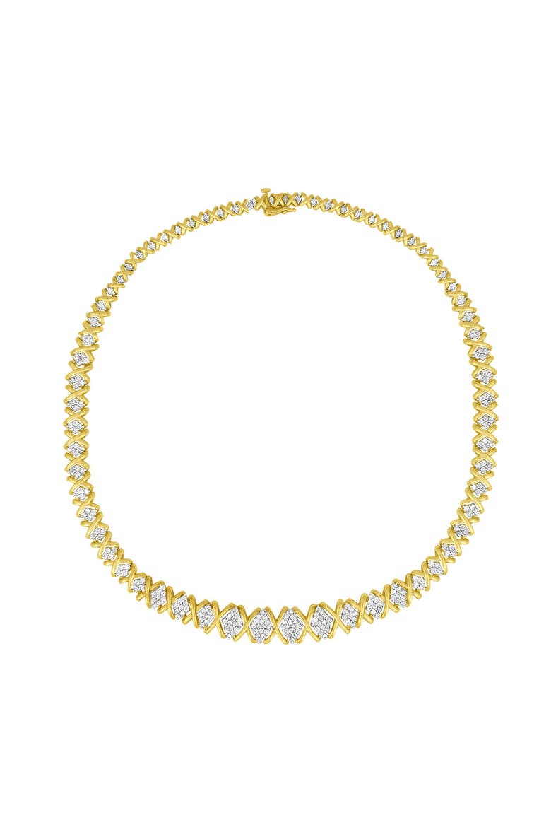 10K Yellow Gold 4 cttw Brilliant Diamond Graduating Riviera Statement Necklace, Main, color, Yellow
