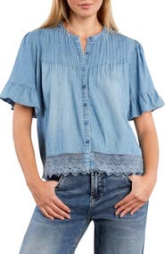 Billy T Pleat Button-Up Top
