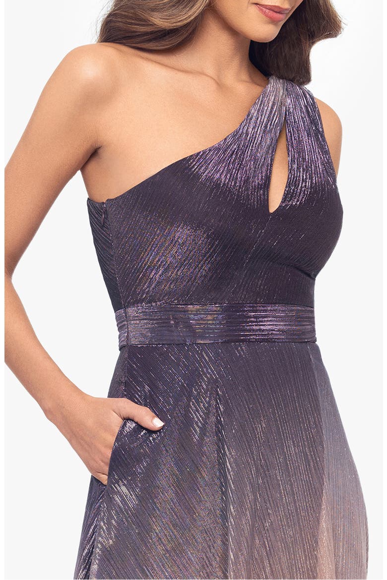 chrome one shoulder dress Bayley Metallic One Shoulder Dress