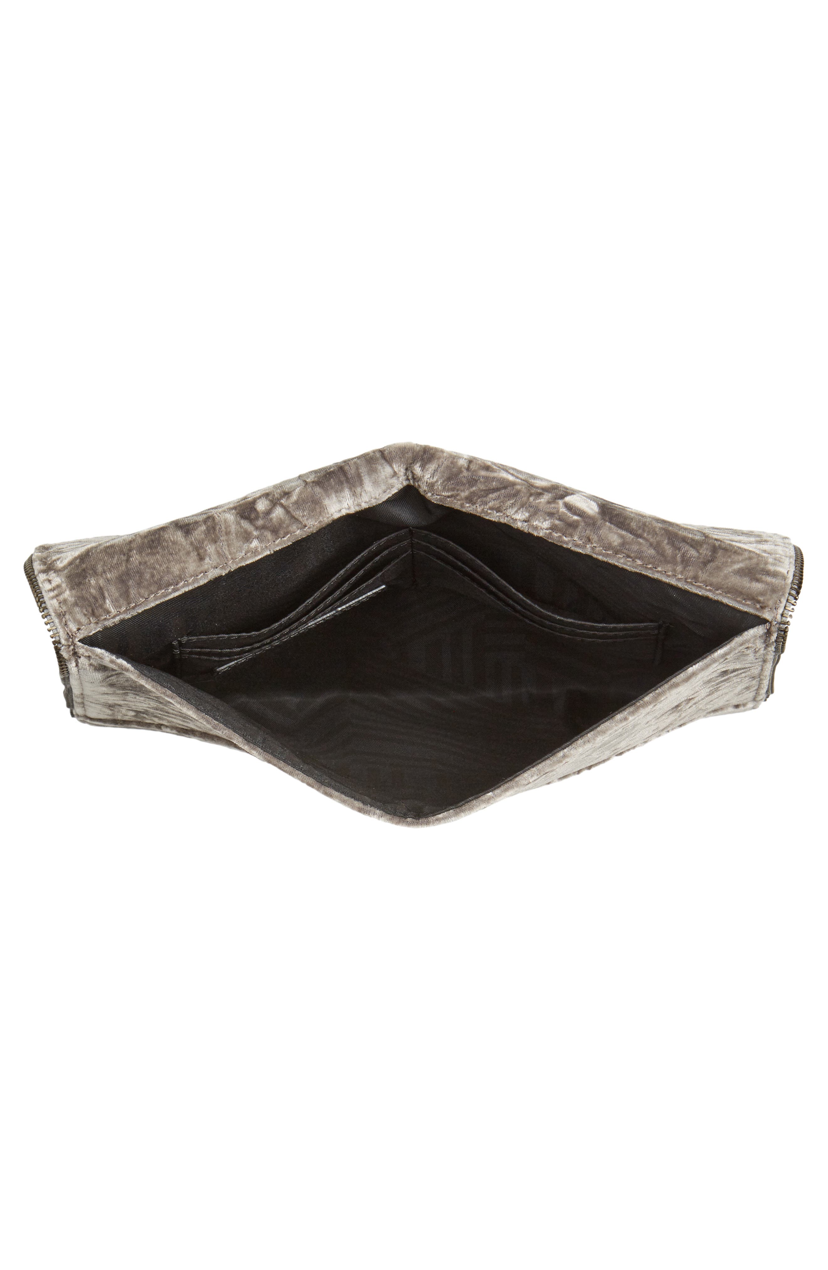 Leo Velvet Envelope Clutch, Alternate, color, GREY