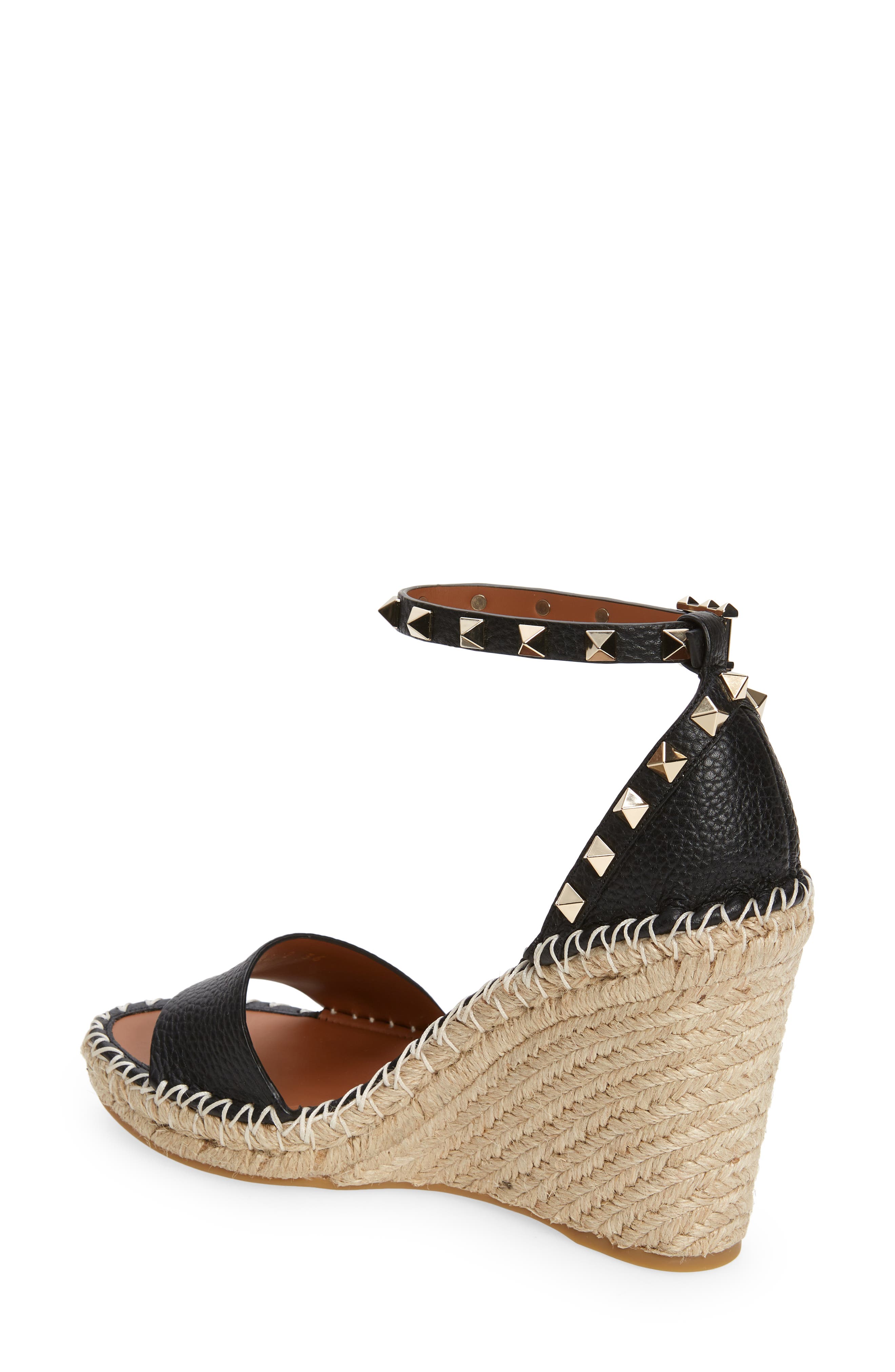 Valentino Garavani Valentino Rockstud Espadrille Wedge Sandal, Alternate, color, 