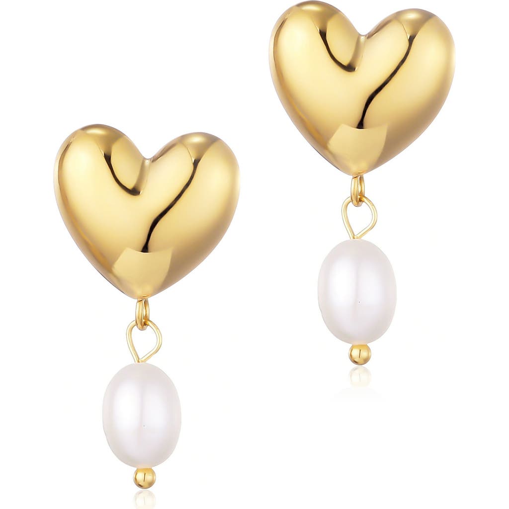 Adornia Gold Freshwater Cultivated Pearl Heart Drop Earrings In Gold