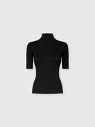 Missoni Ribbed Knit Top With High Neck And Short Sleeves