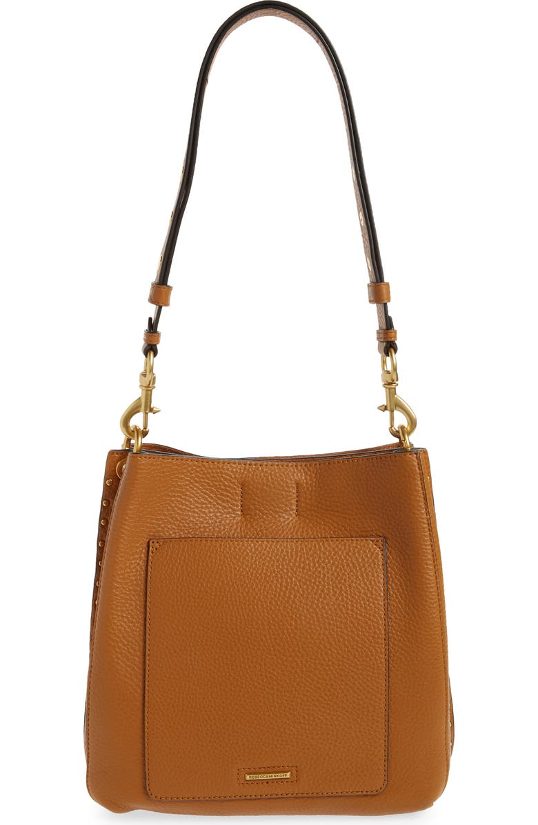 Rebecca Minkoff Darren Deerskin Leather Shoulder Bag, Alternate, color, Caramello