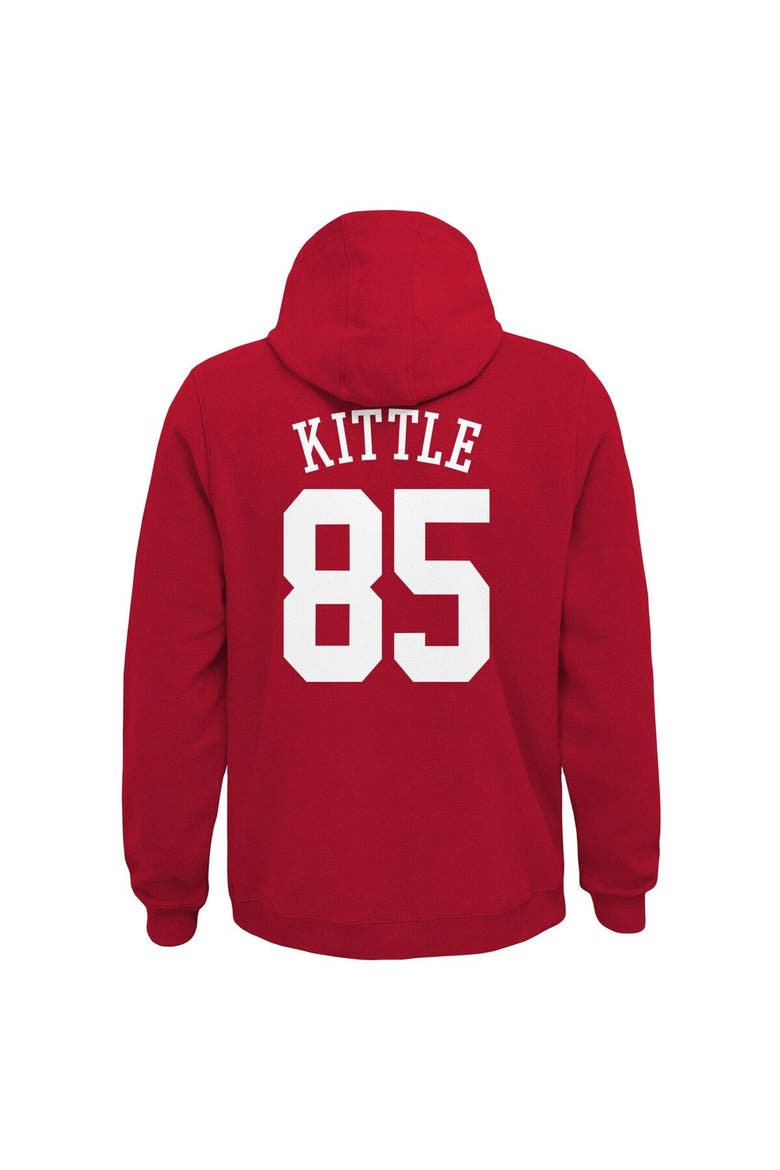 Youth George Kittle Scarlet San Francisco 49ers Mainliner Player Name & Number Pullover Hoodie, Alternate, color, Scarlet
