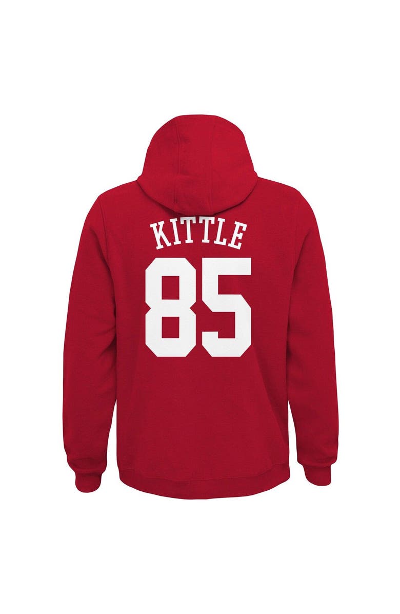 Outerstuff Youth George Kittle Scarlet San Francisco 49ers Mainliner Player Name & Number Pullover Hoodie, Alternate, color, 