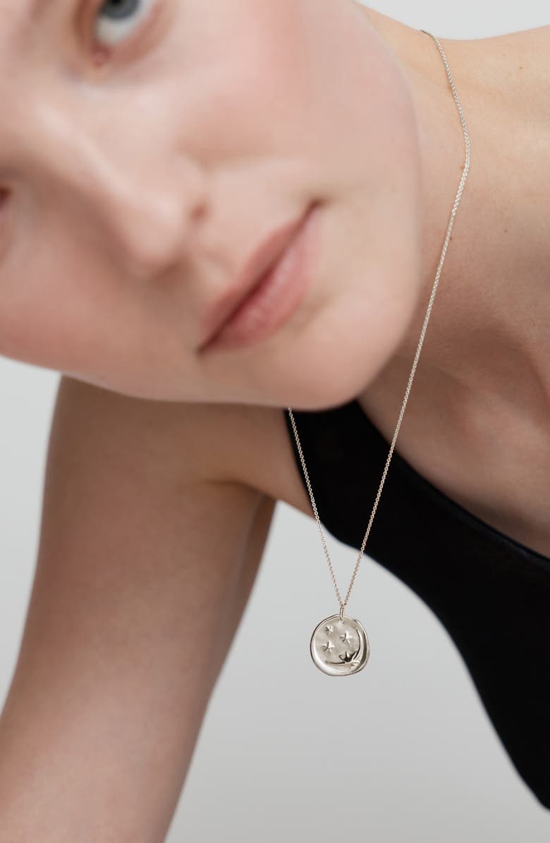 Monica Vinader Cosmic Ancient Coin Pendant Necklace, Alternate, color, Sterling Silver