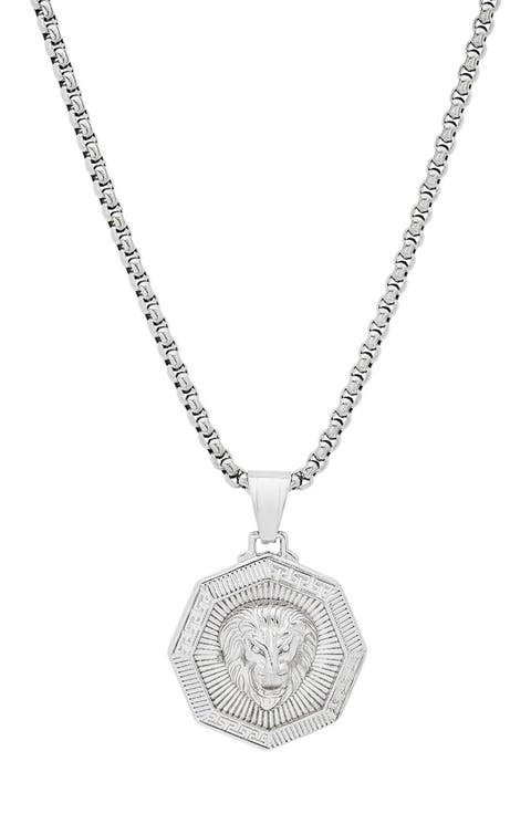 Men's Stainless Steel Lion Head Pendant Necklace