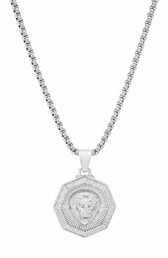 Men's Stainless Steel Lion Head Pendant Necklace