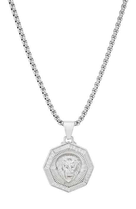 Men's Stainless Steel Lion Head Pendant Necklace