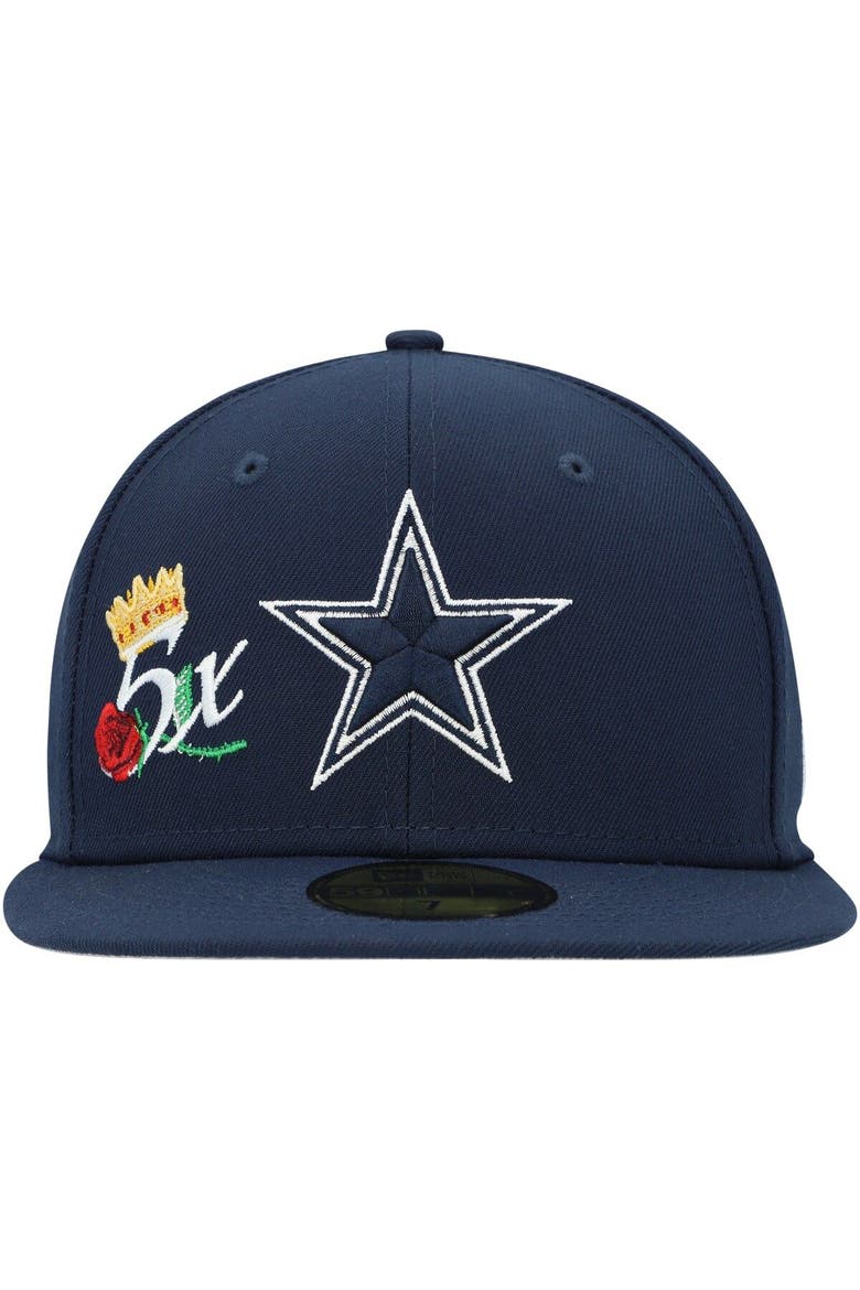 Men's New Era Navy Dallas Cowboys Crown 5x Super Bowl Champions 59FIFTY Fitted Hat, Alternate, color, Navy