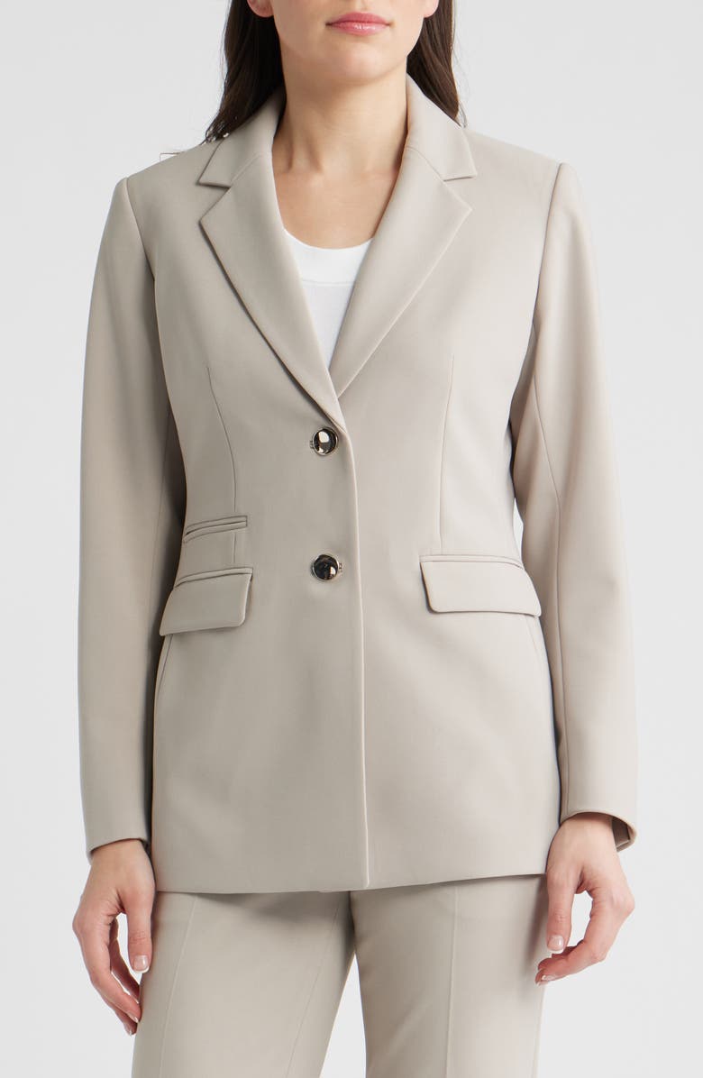 Anne Klein Two-Button Stretch Blazer, Alternate, color, Porcini