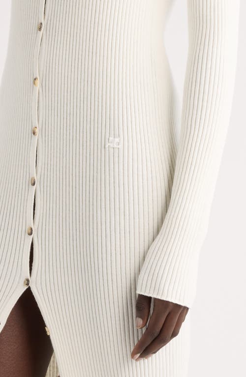 Shop Courrèges Long Sleeve Rib Sweater Dress In Heritage White