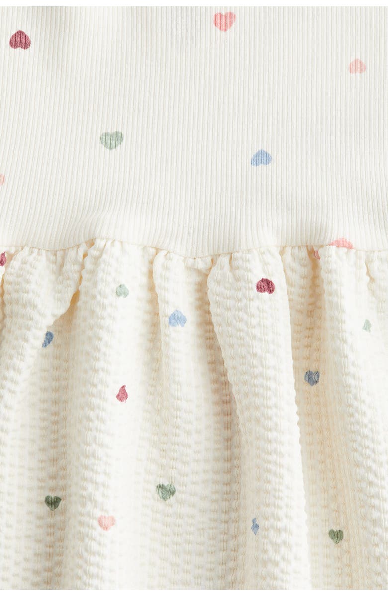 H&M Ribbed Cotton Dress, Alternate, color, Cream/Hearts
