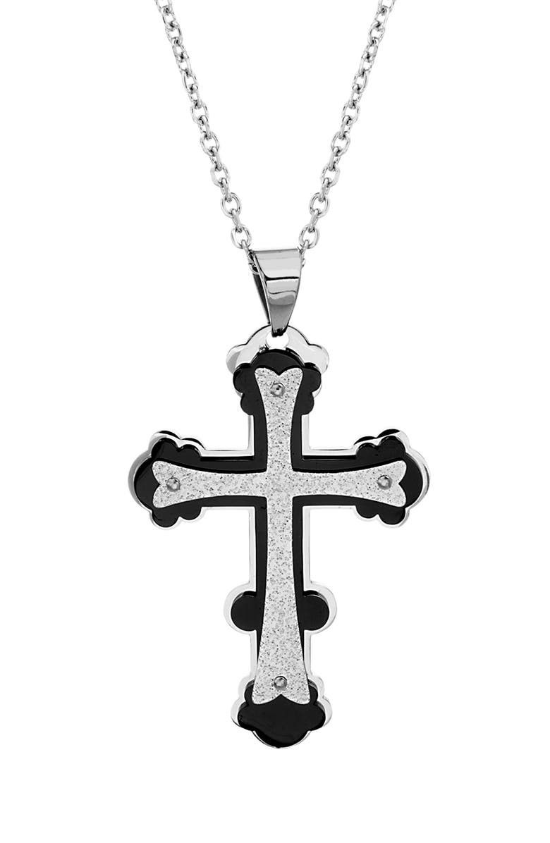 Steve Madden Cross Pendant Necklace, Main, color,
