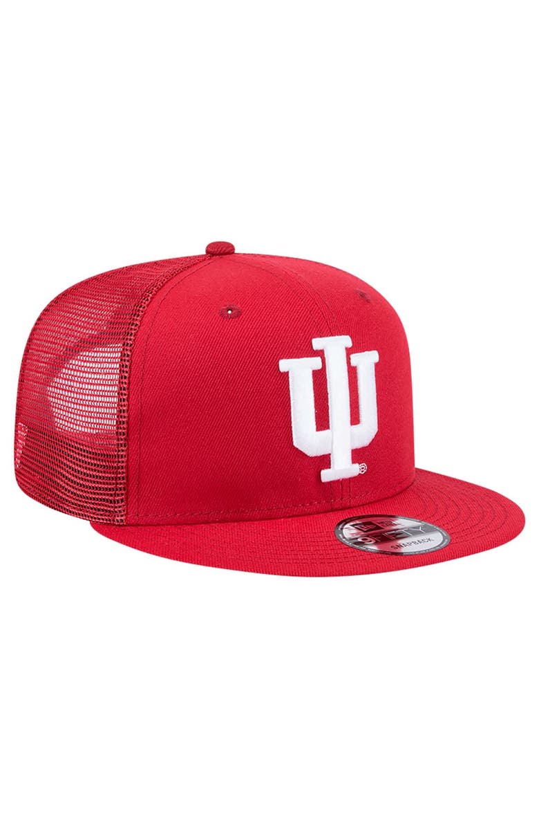 New Era Men's New Era Crimson Indiana Hoosiers 9FIFTY Trucker Snapback Hat, Alternate, color, 