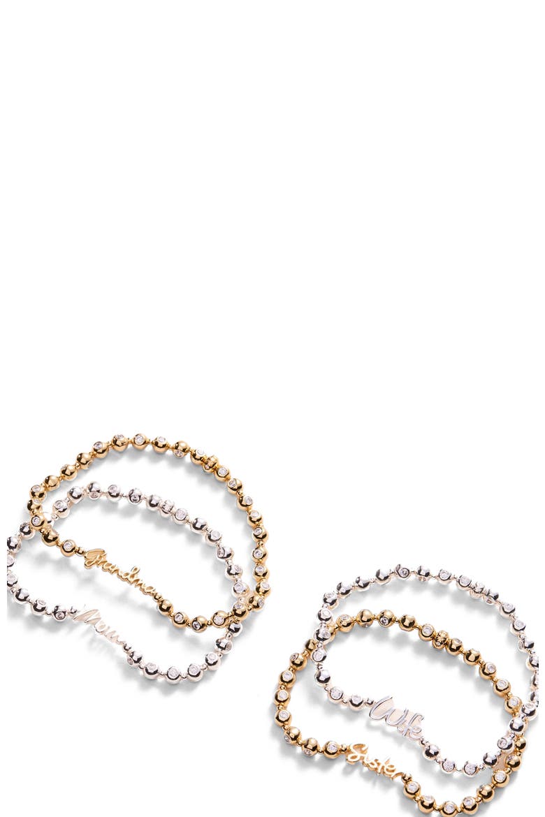 Mom Elongated Crystal Stretch Bracelet, Alternate, color, Silver