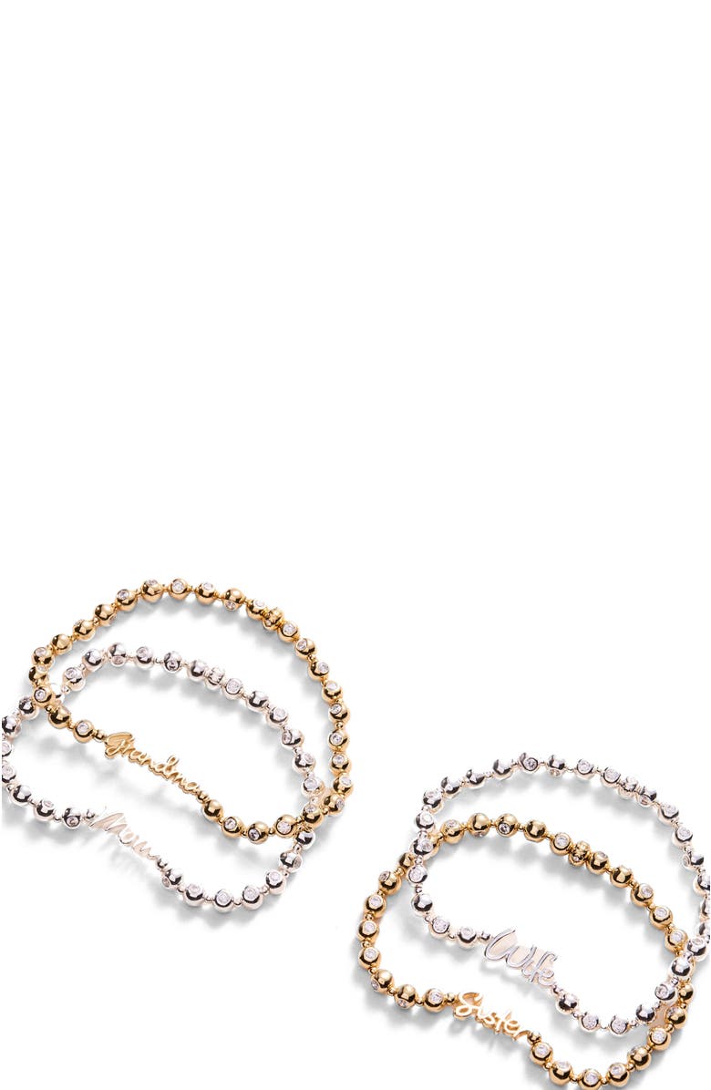 Alex and Ani Sister Elongated Crystal Stretch Bracelet, Alternate, color, Gold