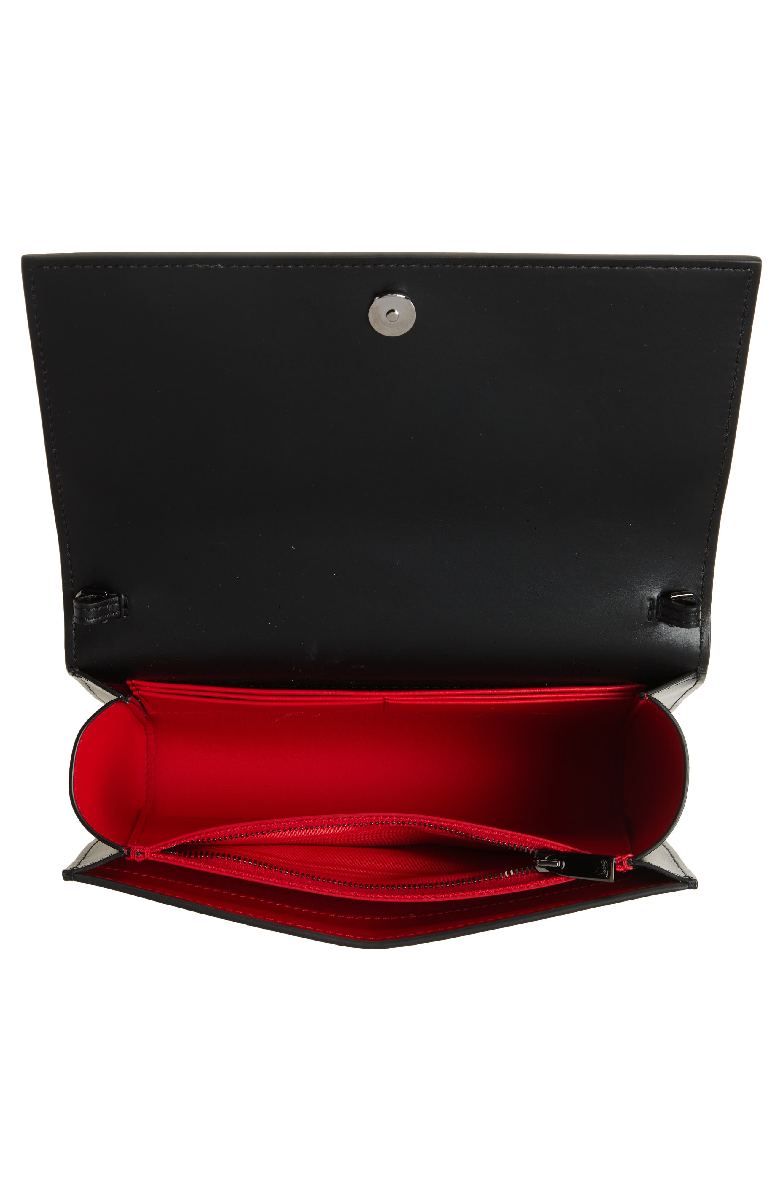 Christian Louboutin Paloma Studded Leather Clutch, Alternate, color, Black